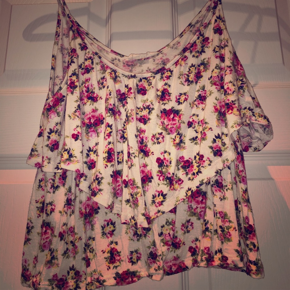 Lush floral white tank top women’s small